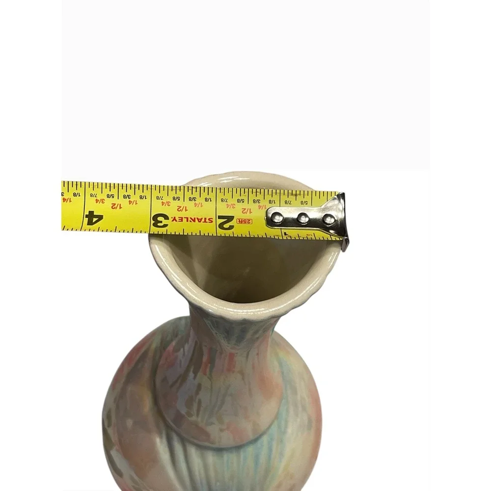 Vtg Iridescent Ceramic Vase 12